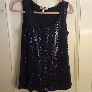 Sequin Navy Tank Top By Pleione